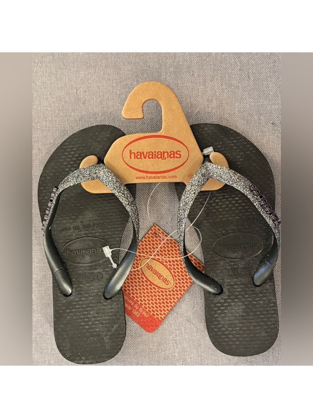 Havaianas Black Glitter Flip Flops